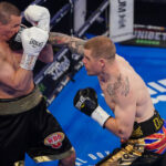 Callum Johnson ended over two years out of the ring to stop Emil Markic in two rounds Photo Credit: Round ‘N’ Bout Media/Queensberry Promotions