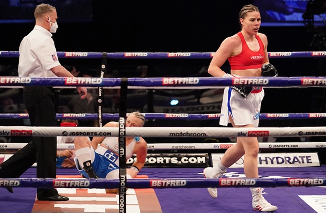 Marshall knocked down the experienced Swede twice during the contest Photo Credit: Dave Thompson/Matchroom Boxing