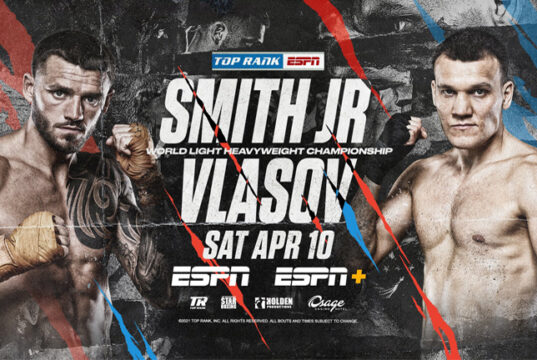 Joe Smith Jr faces Maxim Vlasov for the vacant WBO Light Heavyweight title on Saturday night