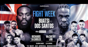 Joshua Buatsi defends his WBA International Light Heavyweight title against Daniel Blenda Dos Santos in Manchester on Saturday