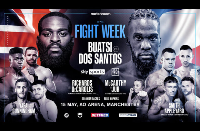 Joshua Buatsi defends his WBA International Light Heavyweight title against Daniel Blenda Dos Santos in Manchester on Saturday