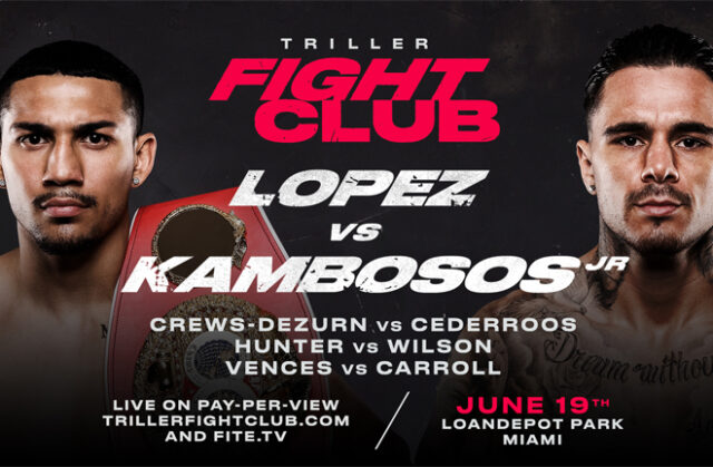 The Lightweight world title clash between Teofimo Lopez and George Kambosos Jr headlines a stacked card in Miami on June 19