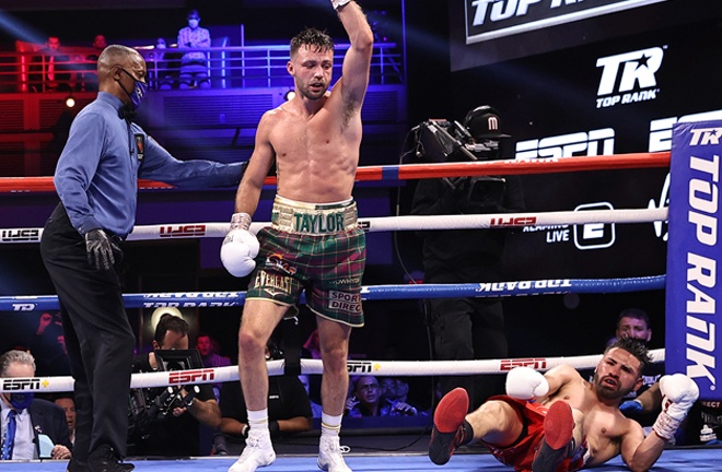 Taylor knocked Ramirez down twice Photo Credit: Mikey Williams/Top Rank via Getty Images