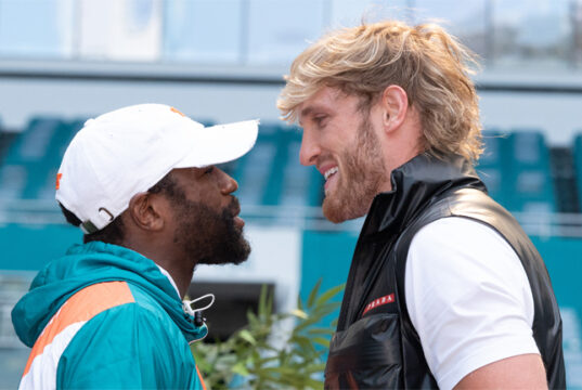 Floyd Mayweather meets Logan Paul in an exhibition on June 6 in Miami Photo Credit: proboxing-fans.com