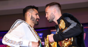 Jose Ramirez and Josh Taylor clash for all the belts at 140lbs in Las Vegas on Saturday night Photo Credit: Mikey Williams/Top Rank via Getty Images