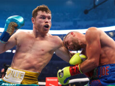 Canelo Alvarez secured an eighth round TKO over Billy Joe Saunders, who was unable to continue after an injury in Texas on Saturday Photo Credit: Ed Mulholland/Matchroom