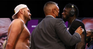 Fury and Wilder came face-to-face at a press conference last week to announce their trilogy Photo Credit: Mikey Williams/Top Rank via Getty Images