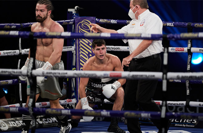 Laws was knocked down three times against Charlton Photo Credit: Mark Robinson/Matchroom Boxing