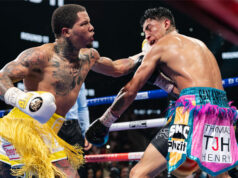 Gervonta Davis landed three knockdowns on route to stopping Mario Barrios in Atlanta on Saturday Photo Credit: Ryan Hafey/Premier Boxing Champions