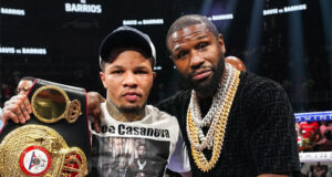 Gervonta Davis alongside promoter Floyd Mayweather after defeating Mario Barrios Photo Credit: Sean Michael Ham/Mayweather Promotions