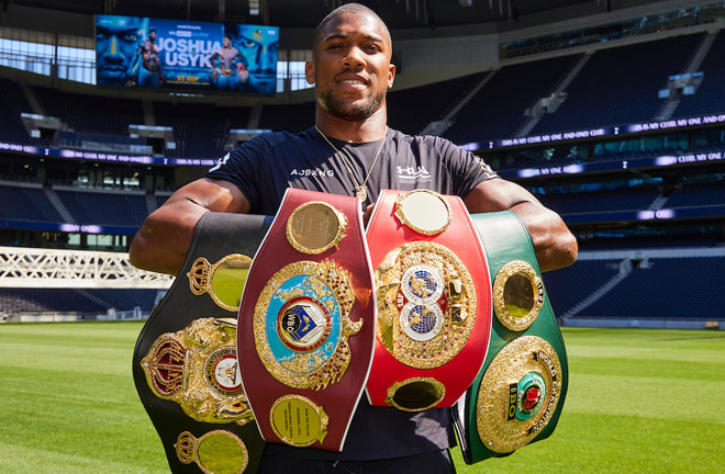 Joshua pictured at the Tottenham Hotspur Stadium Photo Credit: Mark Robinson/Matchroom Boxing