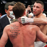 Yildirim embraced Canelo after his third round loss in February Photo Credit: Melina Pizano/Matchroom