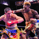Charlo rallied in the latter stages and had Castano hurt during the tenth round Photo Credit: Leo Wilson / Premier Boxing Champions