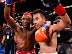 Chris Colbert (L) claimed a unanimous decision win over Tugstsogt Nyambayar (R) in Carson on Saturday Photo Credit: Esther Lin/SHOWTIME