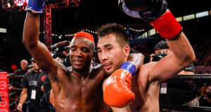 Chris Colbert (L) claimed a unanimous decision win over Tugstsogt Nyambayar (R) in Carson on Saturday Photo Credit: Esther Lin/SHOWTIME