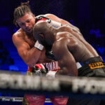 Takam landed a number of hard right hands early on Photo Credit: Queensberry Promotions