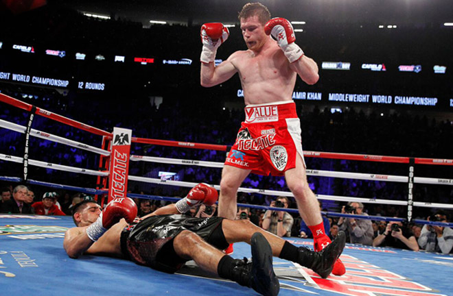 Khan was knocked out in six rounds against Canelo Alvarez in 2016 Photo Credit: Tom Hogan-Hogan Photos/Golden Boy