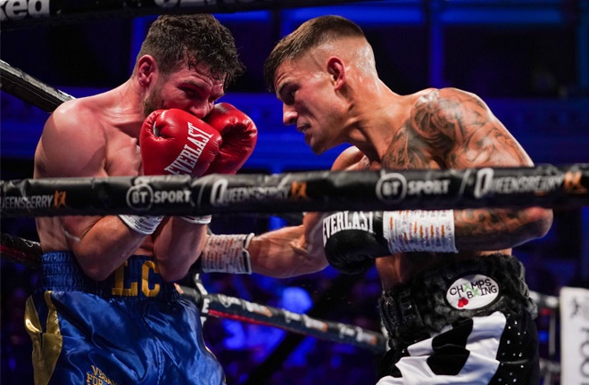 Sam Noakes forced a corner retirement after three rounds to make it six stoppages from as many wins Photo Credit: Round 'N' Bout Media/Queensberry Promotions