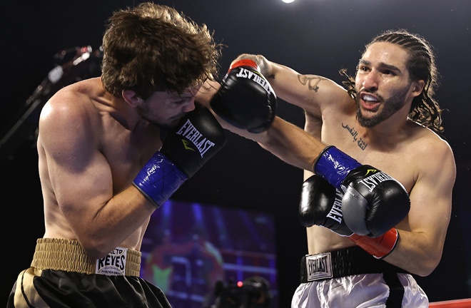 Muhammad Ali's grandson, Nico Ali Walsh scored a first round stoppage over Jordan Weeks on his pro debut Photo Credit: Mikey Williams/Top Rank via Getty Images