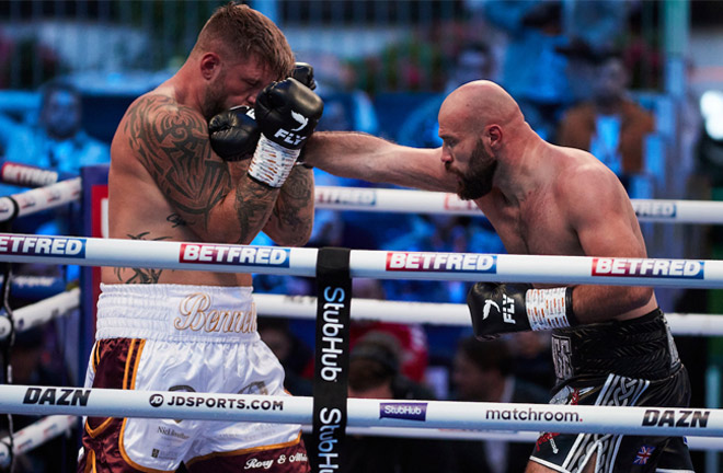 Babic stopped Mark Bennett in the fifth round of their heavyweight shootout at Fight Camp on Saturday Photo Credit: Mark Robinson/Matchroom Boxing