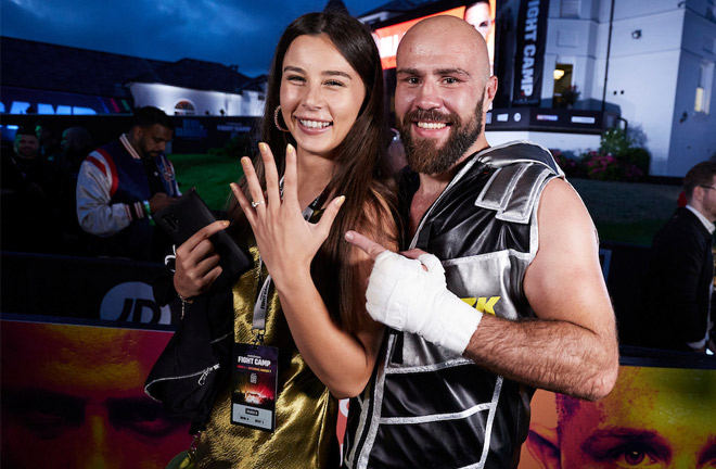 Babic proposed to his girlfriend after the fight Photo Credit: Mark Robinson/Matchroom Boxing
