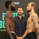 The pair came face-to-face for one final time at Friday’s weigh in Photo Credit: Mark Robinson/Matchroom Boxing