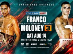 Joshua Franco and Andrew Moloney meet for the third time in Tulsa on Saturday night
