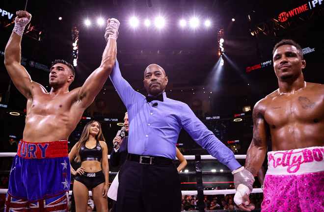 Fury celebrates after his victory over Taylor Photo Credit: Amanda Westcott/SHOWTIME