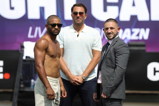 Kid Galahad clashes with Jazza Dickens in rematch for the IBF featherweight world title at Fight Camp on Saturday night Photo Credit: Mark Robinson/Matchroom Boxing