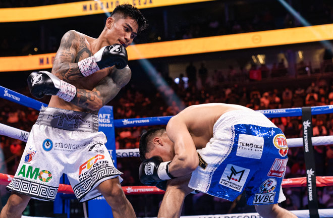 Mark Magsayo scored a stunning tenth round knockout of Julio Ceja Photo Credit: Ryan Hafey/Premier Boxing Champions