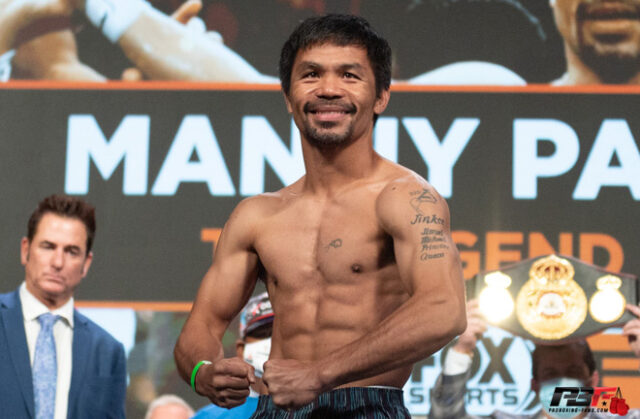 Manny Pacquiao fights for the 72nd time as a professional against Yordenis Ugas in Las Vegas on Saturday night Photo Credit: Pro Boxing Fans