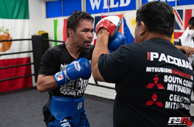 Pacquiao returned to the Wild Card Gym to prepare for his return Photo Credit: Pro Boxing Fans