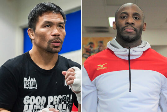 Manny Pacquiao faces WBA welterweight champion, Yordenis Ugas in Las Vegas on Saturday Photo Credit: Ryan Hafey/ Premier Boxing Champions/Team Ugas