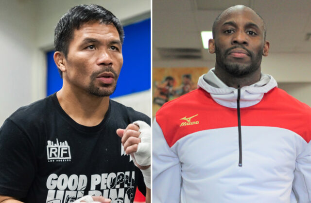 Manny Pacquiao faces WBA welterweight champion, Yordenis Ugas in Las Vegas on Saturday Photo Credit: Ryan Hafey/ Premier Boxing Champions/Team Ugas