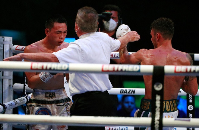 Wood dropped and stopped Can in the final round Photo Credit: Ian Walton/Matchroom Boxing