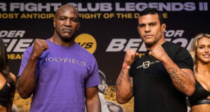 Evander Holyfield, 58, will face Vitor Belfort, 44, in Florida tonight. Photo Credit: Amanda Westcott, Triller Fight Club