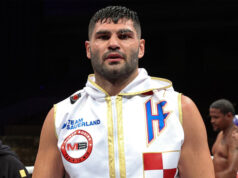 Light-work for Filip Hrgovic as he put in a 5-star performance against Marko Radonjic forcing him to retire after three one-sided rounds where he was dropped five times in total. Photo Credit: Matchroom Boxing