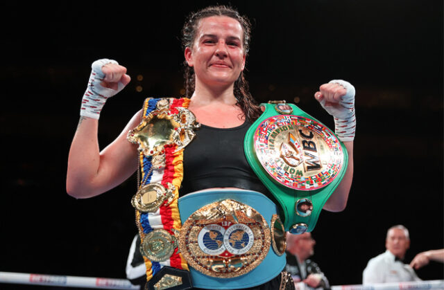 Chantelle Cameron continues her journey to become the undisputed champion by adding the IBF belt to her WBC and Ring Magazine belts against Mary McGee in London last night. Photo Credit: Mark Robinson/Matchroom Boxing