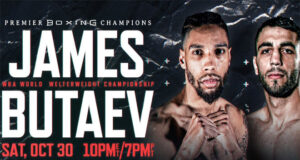 Jamal James defends his WBA 'regular' welterweight title against Radzhab Butaev in Las Vegas this Saturday night