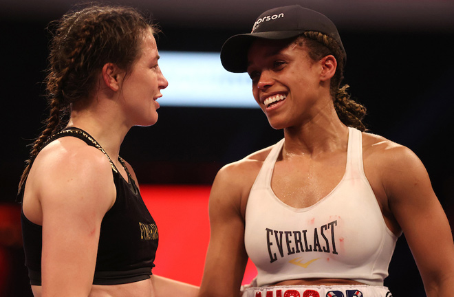 Natasha Jonas came up short in a thrilling bid to dethrone undisputed lightweight champion, Katie Taylor in May Photo Credit: Mark Robinson/Matchroom Boxing