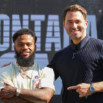 Montana Love alongside Eddie Hearn after signing a multi-fight promotional deal with Matchroom Photo Credit: Ed Mulholland/Matchroom