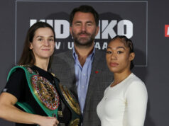 Terri Harper and Alycia Baumgardner at Thursday's press conference Photo Credit: Mark Robinson/Matchroom Boxing