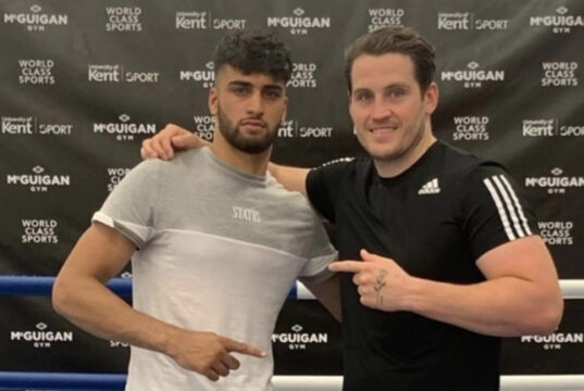 Adam Azim alongside trainer Shane McGuigan Photo Credit: Instagram @adam.azim1