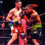 David Benavidez KOs Kyrone Davis in seven, calls out Canelo and Charlo. Photo Credit: PBC Twitter.