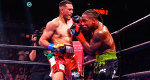 David Benavidez KOs Kyrone Davis in seven, calls out Canelo and Charlo. Photo Credit: PBC Twitter.