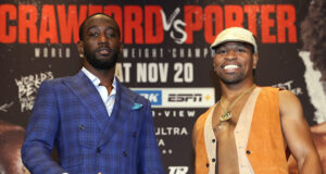 Terence Crawford defends his WBO welterweight world title against Shawn Porter in Las Vegas on Saturday night Photo Credit: Mikey Williams/Top Rank via Getty Images