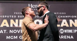 Canelo and Plant will settle their grudge for the undisputed super middleweight title on Saturday Photo Credit: Sean Michael Ham/TGB Promotions