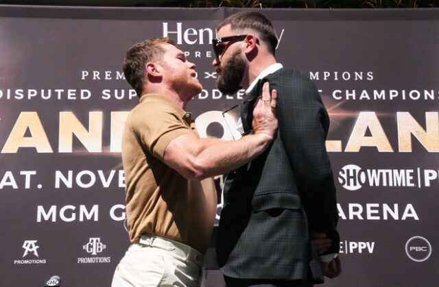 Canelo and Plant will settle their grudge for the undisputed super middleweight title on Saturday Photo Credit: Sean Michael Ham/TGB Promotions
