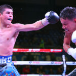 Diego De La Hoya in action in his previous outing against Renson Robles which he emerged victorious from via the judges’ scorecards of 97-94, 99-89 and 99-89 almost 2 years ago. Photo Credit: Diego De La Hoya Twitter.