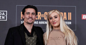 Rhiannon Dixon alongside trainer Anthony Crolla Photo Credit: Mark Robinson/Matchroom Boxing